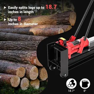 Hydraulic Log Splitter Wood Cutter, 12 Ton Capacity Manual Log Splitter with Horizontal Full Steel Beam, Spring-Loaded Return Knob & Built-in Wheel