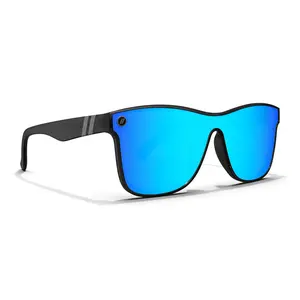 Blenders Millenia X2 Dark Smoke Sunglasses - Gloss Transparent Gray Shield, Polarized Blue Mirror Lenses, 100% UV Protection, Scratch-Resistant, Medium-Large Fit