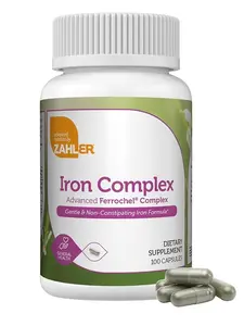 Zahler Iron Supplement with Vitamin C Capsules - 100 Count for Women and Men - High Absorption, Easy on Stomach, Kosher Ferrous Iron - Healthcare