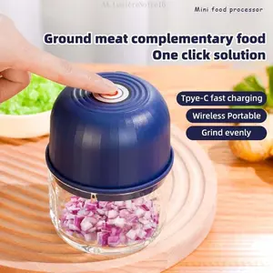 Electric Onion Chopper,  Sharp Blades,Portable Veggie Chopper, Garlic Grinder Masher, Blender to Vegetable, Cordless Food Processor for Ginger, Chili, Fruit, Meat, Spices, Beans, etcLumièreNoire16