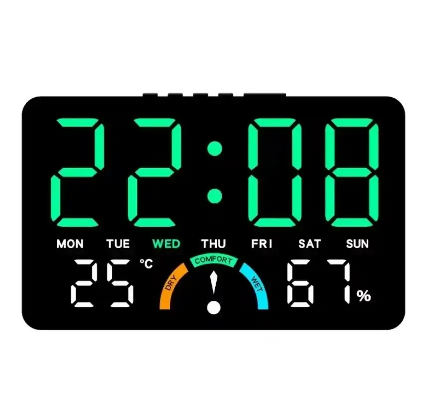 Digital Alarm Clock with Temperature, Humidity & Comfort Indicator – 2 Alarms, Timer, Auto Dimming Light – Perfect for Bedroom