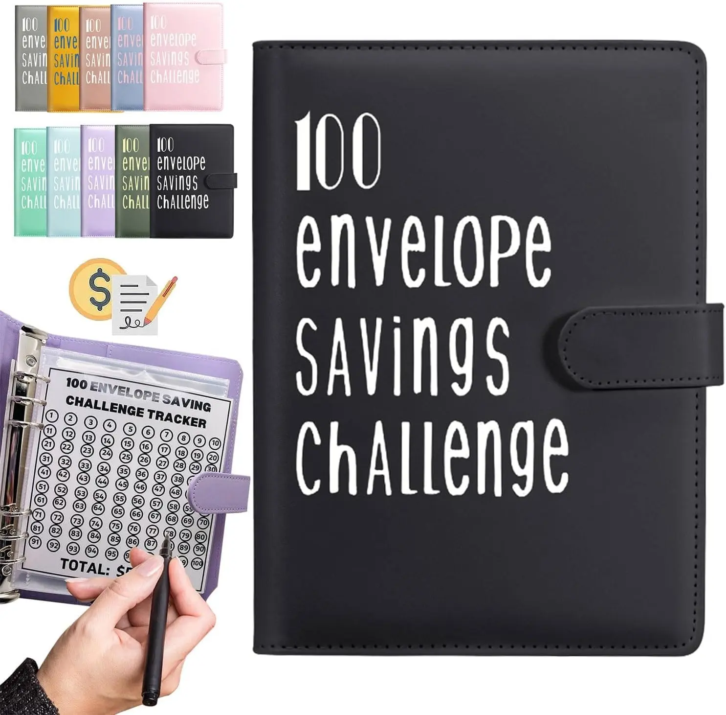 【Buy 3 Items For Free Shipping】100 Envelopes Money Saving Challenge Binder, A5 Savings Challenges Book with Envelopes & Reusable Tracker, Savings Binder - Save $5050 in Fun & Motivating Way, A5 Envelope Challenge Binder Kit