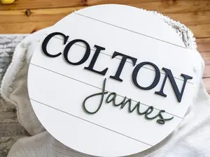 Shiplap Round Nursery Name Sign, Baby Shower Gift, Personalized Gift Idea, Shiplap Wall Decor, Name Sign for Kids Room, Nursery Wall Art