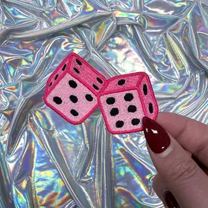 Pink Dice Iron On Patch