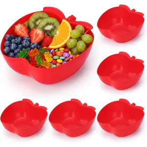 Jinei 6 Pack Large Kindergarten Red Apple Plates Graduation Decoration, Teacher Appreciation Apple Gift Bowls for Back to School, Kindergarten Preschool Party Supplies, Fruit Candy Serving Dishes