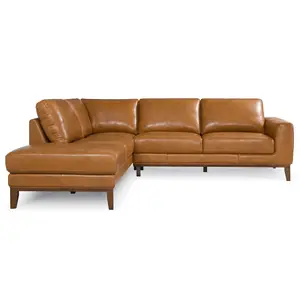 Mayfair Tan Leather Left Sectional Sofa