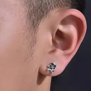 Exquisite Silver Skull Earrings - S925 Silver Men's and Women's Punk Style Hip Hop Fashion Earrings Accessories, Punk Party Accessories