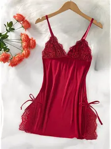 Chemise Lingerie Loungewear, with Adjustable Straps, Comfy Nightwear with Dual Side Slits