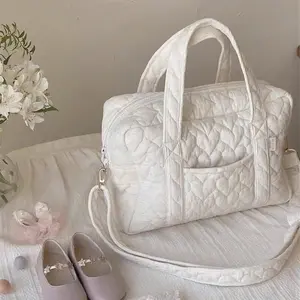 Women's 2025 Quilted Pattern Tote bag Handbag, White Cream Crossbody Bag, Long Chain Large Capacity for Gym Versatile Gift for Woman Mother