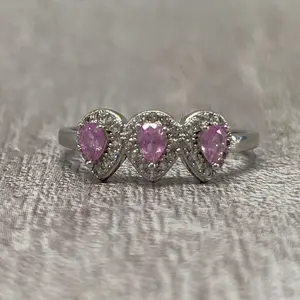 Anillo Alba Rosada – Plata 925 con Zafiros Naturales Padparadscha de Sri Lanka