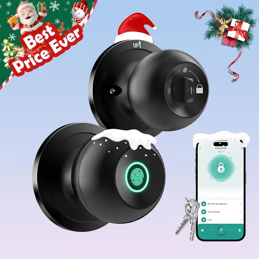 Fall CIEPOJIT Fingerprint Soor Lock, 1 Count Smart Door Knob with APP/Keypad, Keyless Entry Smart Lock, Biometric Lock Great for Room, Garage, Apartme