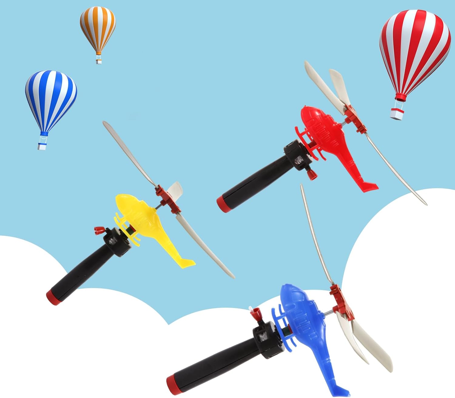 1/3/6 PCS kids Outdoor Sports Flying Toys Handle Pull Wire Planes Toys Flying Toy Helicopter for Kids, 360° Rotating Helicopter #RRB