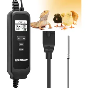 Reptile Thermostat with Timer Fuction & Temperature Probe, Dimmable Thermostat for Reptile Heat Lamp Heat Pad, PID Temperature Controller,℉/℃, Memory Function (Model: PT02S)