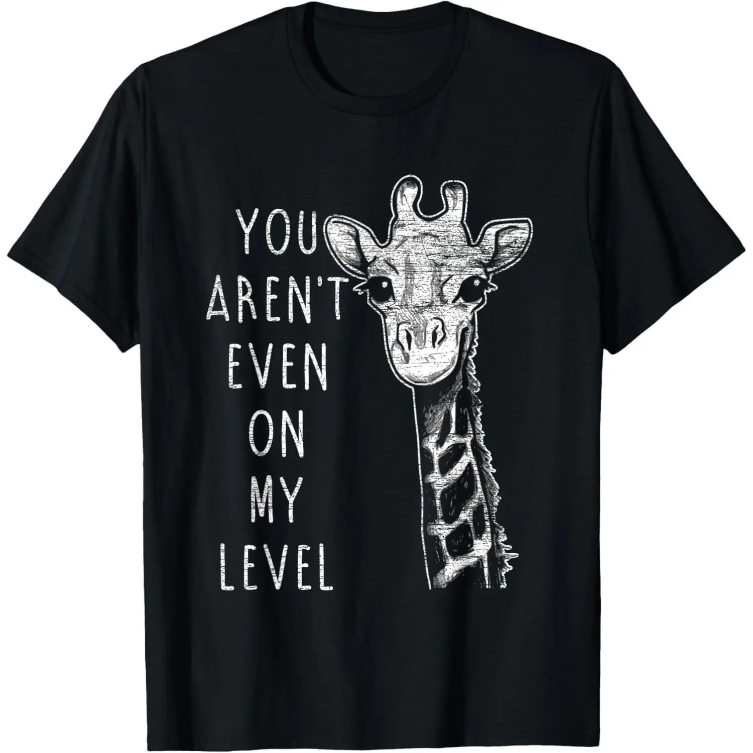 Men's Graphic T-Shirt with Funny Giraffe Print, Soft 100% Cotton Short Sleeve Crewneck, Casual Breathable Menswear for Sports, Fabric, Natural, Lightweight, Regular Fit, Breathable Fabric, Round Neck
