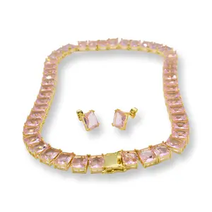 Pink Night Set - Necklace and Earrings with a elegant touch