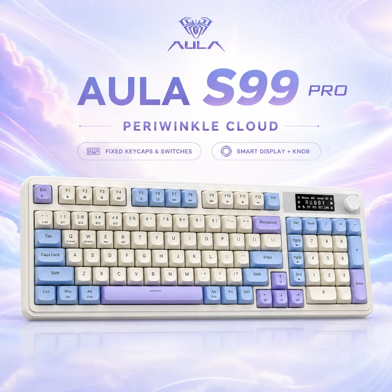 AULA S99/S99 PRO Gaming Keyboard, Wireless Computer Keyboards, Tri-Mode Bluetooth Creamy Custom Keyboard with Number Pad, RGB Backlit Media Knob Cute Programmable Keyboard for PC Gamer，Black Friday Exclusive Deals Link