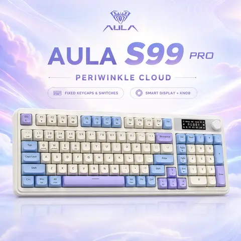 AULA S99/S99 PRO Gaming Keyboard, Wireless Computer Keyboards, Tri-Mode Bluetooth Creamy Custom Keyboard with Number Pad, RGB Backlit Media Knob Cute Programmable Keyboard for PC Gamer，Black Friday Exclusive Deals Link