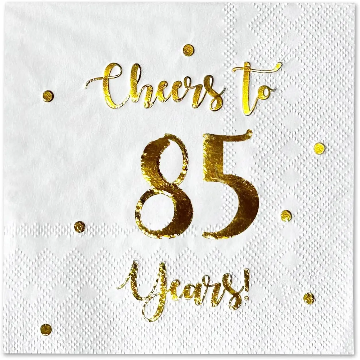 Thick Disposable 50-Pack 3-Ply 5x5 Inch Folded White Cocktail Napkin Set, Tissue for 85th Birthday, Wedding Anniversary Party Decorations