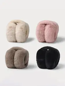 Women's Winter Earmuffs, Foldable Soft Polyester Fleece Ear Warmers, No Adjustable, Stretchy Fit, Perfect for Cold Weather, Ear Protectors