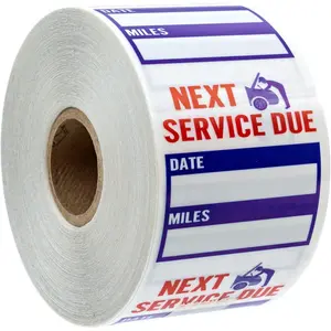 Oil Change Service Reminder Stickers / 500 Red Clear Blue Next Service Due Removable Labels / 2" x 2" Square Automotive Window Sticker/ The