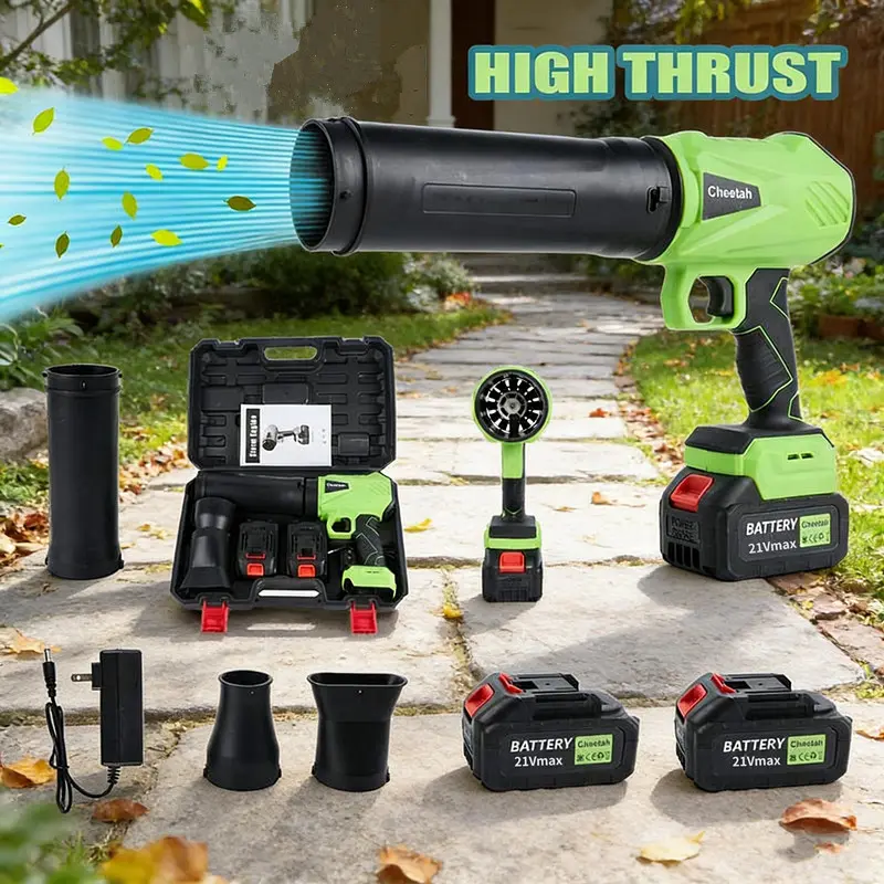 Cheetah Cordless Leaf Blower (Mother's Day Gift Option) - Dual 21V 3.0Ah Batteries, Extended Nozzle, Turbo Jet Fan, High-Speed Lightweight Portable Blower & Vacuum for Yard Cleaning, Garage Maintenance, Home Organizers, Portable Turbo Leaf Blowers & Vacuu