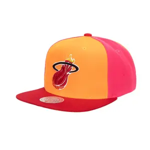 Mitchell & Ness Orange/Red/Pink NBA Miami Heat On The Block HWC Snapback