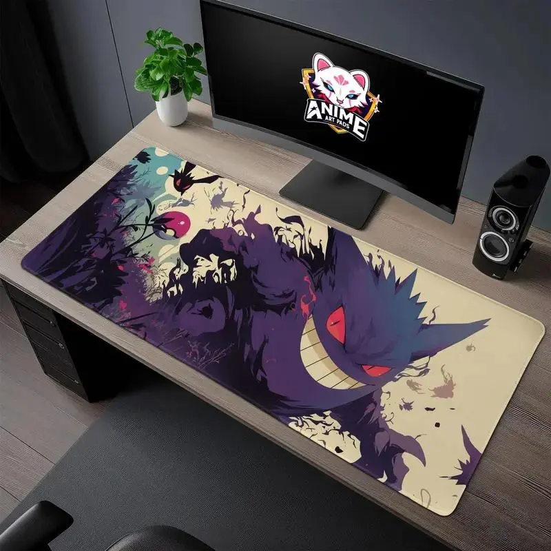 Mystical GGengarr Mouse Pad, Spooky Purple Gaming Mat, Large Anime Desk Pad for Fans
