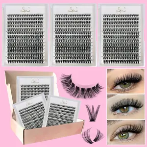 Daily Lash Extension Kit, DIY Eyelash Extensions, Easy Perfect Eye Makeup, Includes 3 Boxes High-Quality, Fluffy Eyelash Clusters 9-16mm Mix, Essential Beauty Gift for Women and Girls