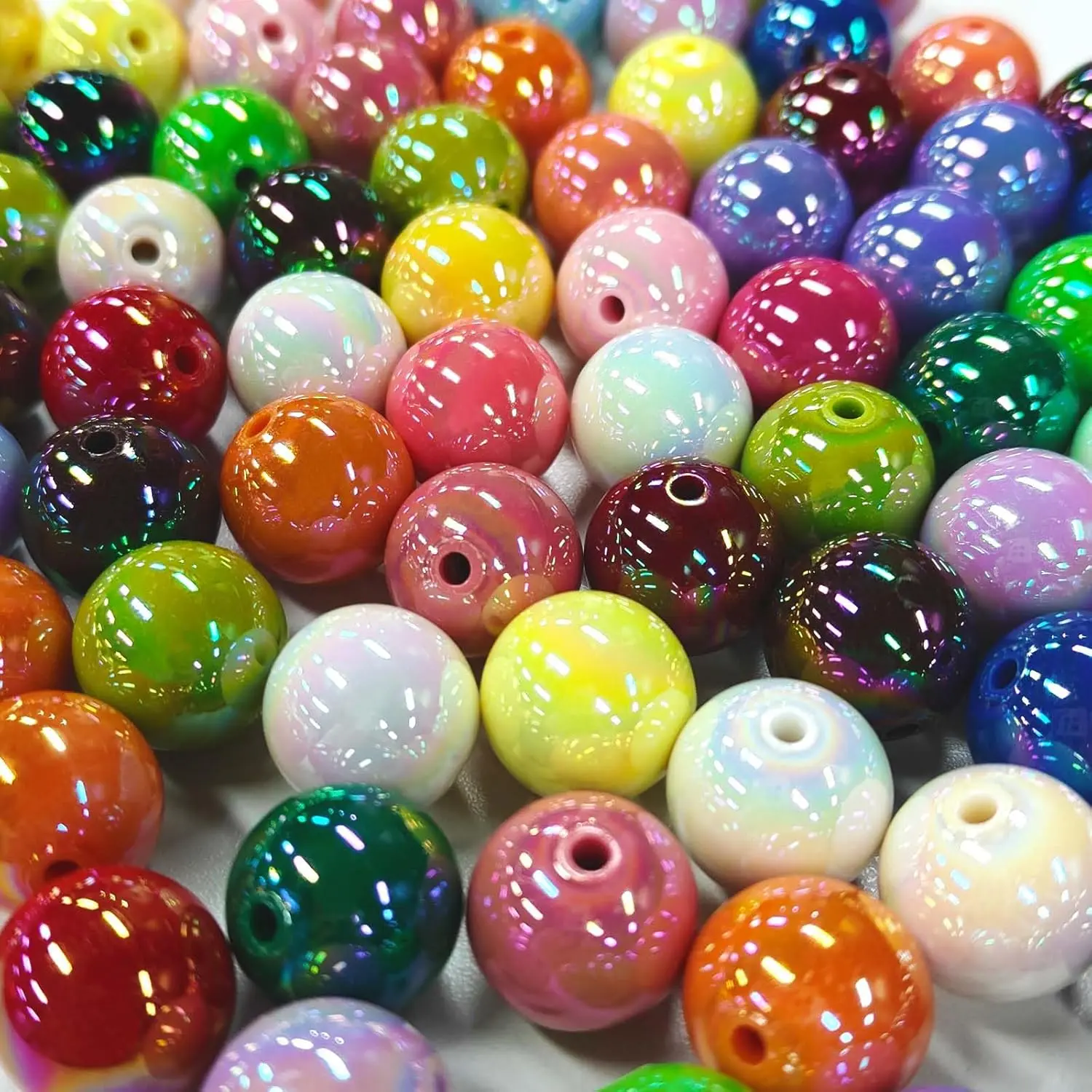 100 count 16mm Beads for Pens Rainbow Round Chunky Bubblegum Focal  Beads Bulk for Making Crafts Beadable Pens DIY Bracelets Necklace   Plastic Colorful Candy Bead