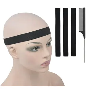 3 count Elastic Band Lace Melting Bands Adjustable Wig Headbands for Lace Frontal Laying (Width 1 Inch)