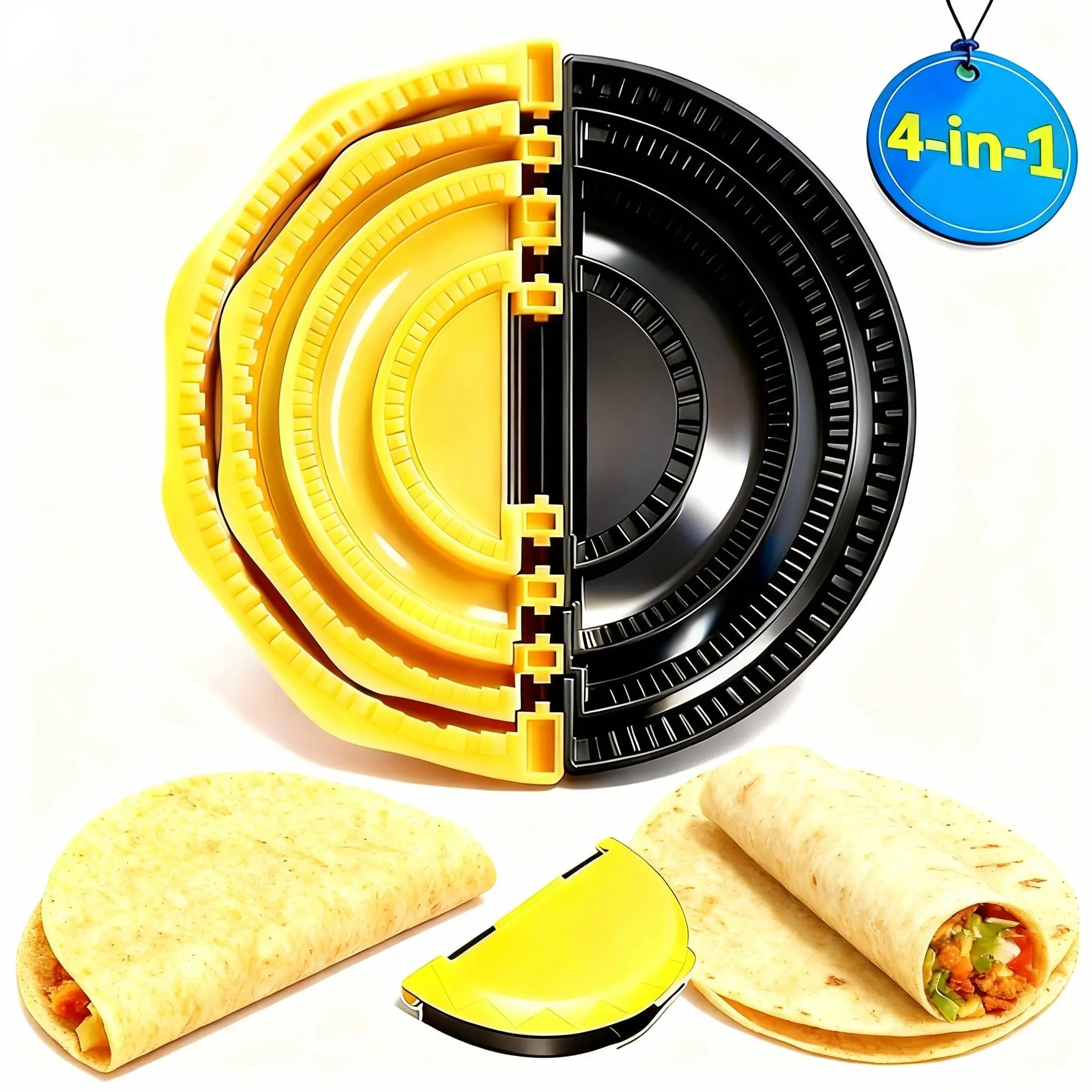 4-in-1 Tortilla Sealer with Warmer - Reusable BPA-Free Kitchen Utensil, Adjustable Size for 4-6 in/8-10 in Crusts, Detachable Serrated Design, Dishwasher Safe for Quesadillas, Making Tacos
