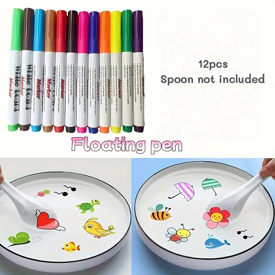 12pcs Magic Water Painting Pens with Floating Ink, Mixed Color Markers, Water Based Markers, Marker Set, DIY Craft Kit, Ideal for Crafting & Art Projects, Perfect Gift for Holidays and Birthdays