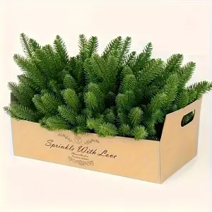 【Memorial Day】Silvanest 25/50 Pcs Artificial Pine Needles Branches Garland 10.62 Inch Green Plants Fake Greenery Pine Picks for DIY Garland Wreath Christmas Embellishing & Home Garden Decorative Ornaments
