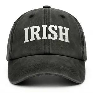 Vintage Washed Black "IRISH" Baseball Cap | Distressed Dad Hat Unisex