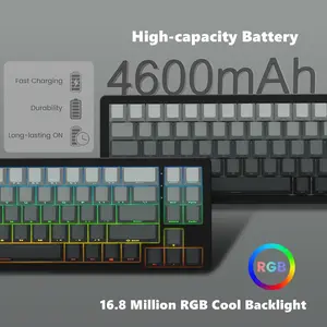 Womier SK71 75% Gaming Keyboard Wireless Mechanical Bluetooth 2.4G Wired Hot Swappable Key Board Black with RGB Lighting