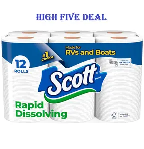 Scott Rapid-Dissolving Toilet Paper, 12 Double Rolls, Sustainable, Septic-Safe, Toilet Paper