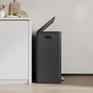 16 Gallon Dual Kitchen Trash Can, Soft Close Stainless Steel Step Recycling Bin