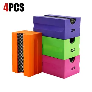 LOZLIN 4PCS Concave Electroplated Diamond Hand Polishing Pads for Marble Tile Glass Ceramic Sharp Wear Resistant Ergonomic Grip Buffing Pads Car Polisher Tool