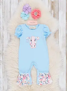 Baby Cow Floral Ruffle Romper