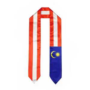 Malaysia Flag Graduation Stole, Sash, Scarf, Gift, Students, Quality, School, College, Scarves, Adults, Men and Women, Satin
