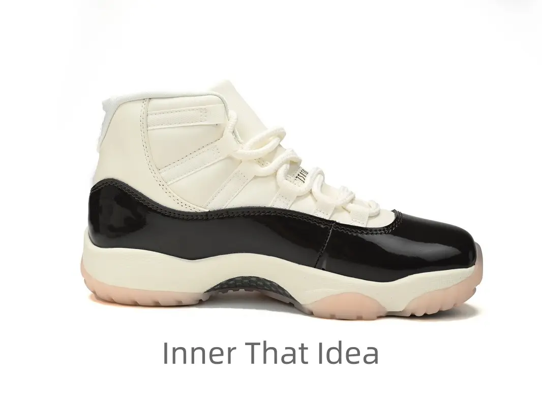 Retro High Top Athletic Sneakers for Men, Cream White Fabric Upper Combined With Glossy Black Patent Leather, Cushioned Breathable Casual Trainers, Trendy Street Footwear Suitable For Daily Commuting, Weekend Hangouts And Outdoor Gathering