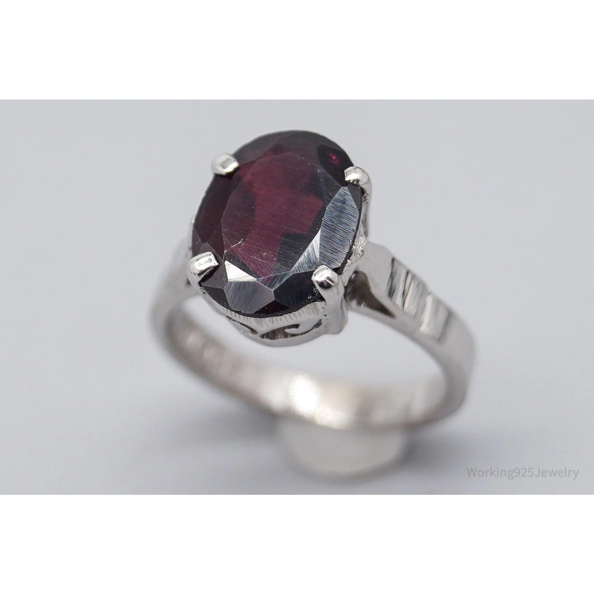 Vintage Rhodolite Garnet Sterling Silver Ring - Size 5.75