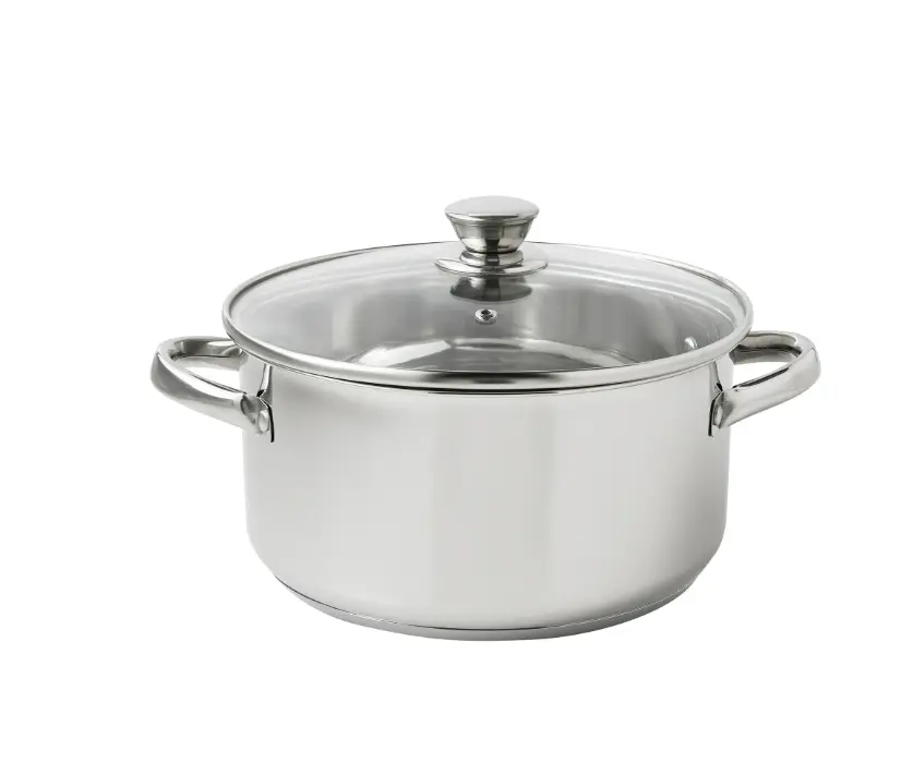 5-Quart Stainless Steel Dutch Oven with Glass Lid, Riveted Handles