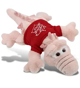 DOLLIBU 17" Large Pink Polyester Alligator Stuffed Toy - Super Soft, Red "I Love You" Shirt, Romantic Bedroom Accessory, Bedroom Accessories, Romantic Bedroom Accessories