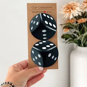 Dice Absorbent Anti Slip Mug Coasters 2/4PCS, Handmade Casino Themed Desk Coasters for Board Game Lovers Office Decor