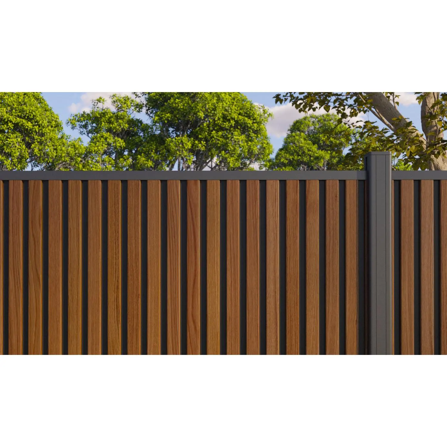 Teak Black Gap Heavy-Duty Slat Composite Fence Panels