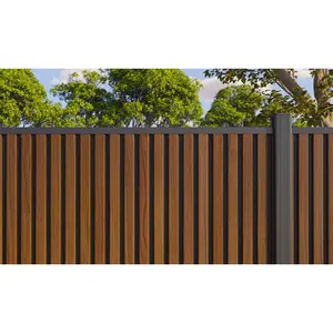 Teak Black Gap Heavy-Duty Slat Composite Fence Panels
