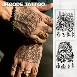 Waterproof Semi-Permanent Tattoos, Vintage Graffiti Style, Family Dream Rose Pigeon Pattern, Fashion Men's Neck Hand Finger Temporary Tattoo