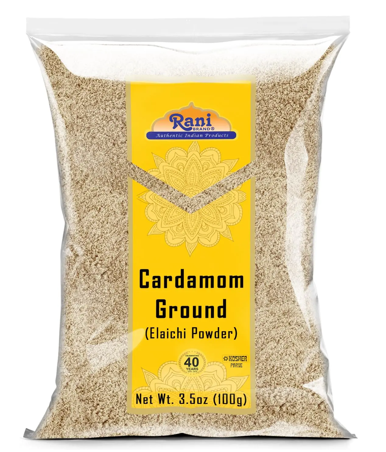 Rani Cardamom (Elachi) Ground, Powder Indian Spice 3.5oz (100g) ~ All Natural | No Color added | Gluten Friendly | Vegan | NON-GMO | Kosher | No Salt or filler