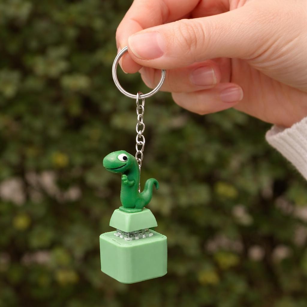 Lizard Button Key Chain Rechargeable LED Lights Green Design Stress Relief Fun Toy for Children & Adults